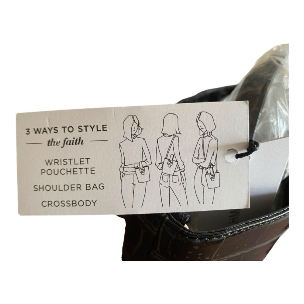 Brahmin Faith Black Veil Croc Embossed Melbourne Leather Satchel Bucket Bag - Picture 8 of 9